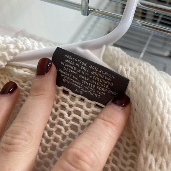 Wooden Ships Women's Ivory Open Front Shawl Cardigan Sweater Size XS Oversized - Picture 6 of 10